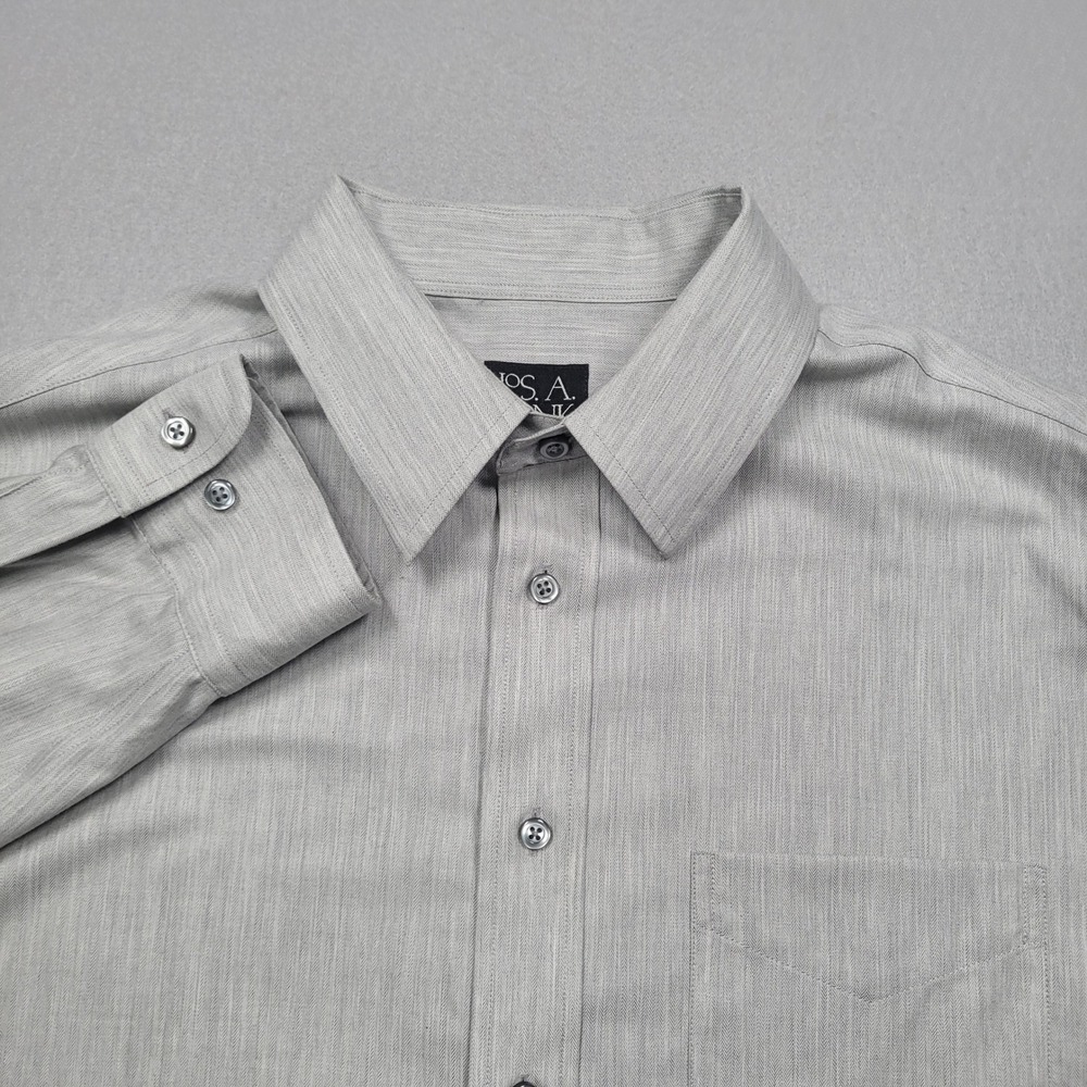 Jos A Bank Traveler Collection Herringbone Button Down Shirt Gray Large Mens